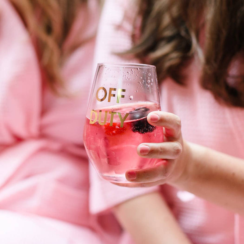 Off Duty - Gold Foil Stemless Wine Glass