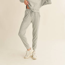 Grey Soft Brushed Rib Sweatpants