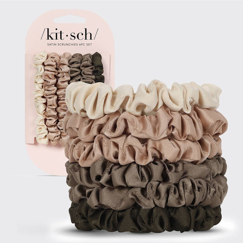 KITSCH - Ultra Petite Satin Scrunchies 6pc - Eucalyptus