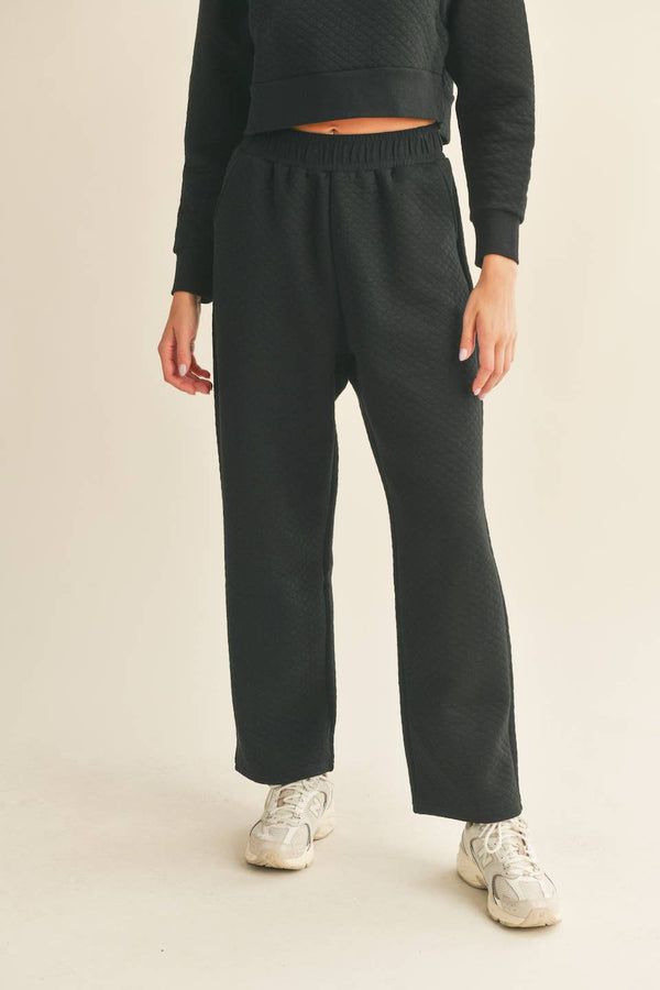 High Waist Quilted Wide Leg Pant