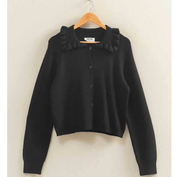 Ruffle Collar Cardigan Sweater