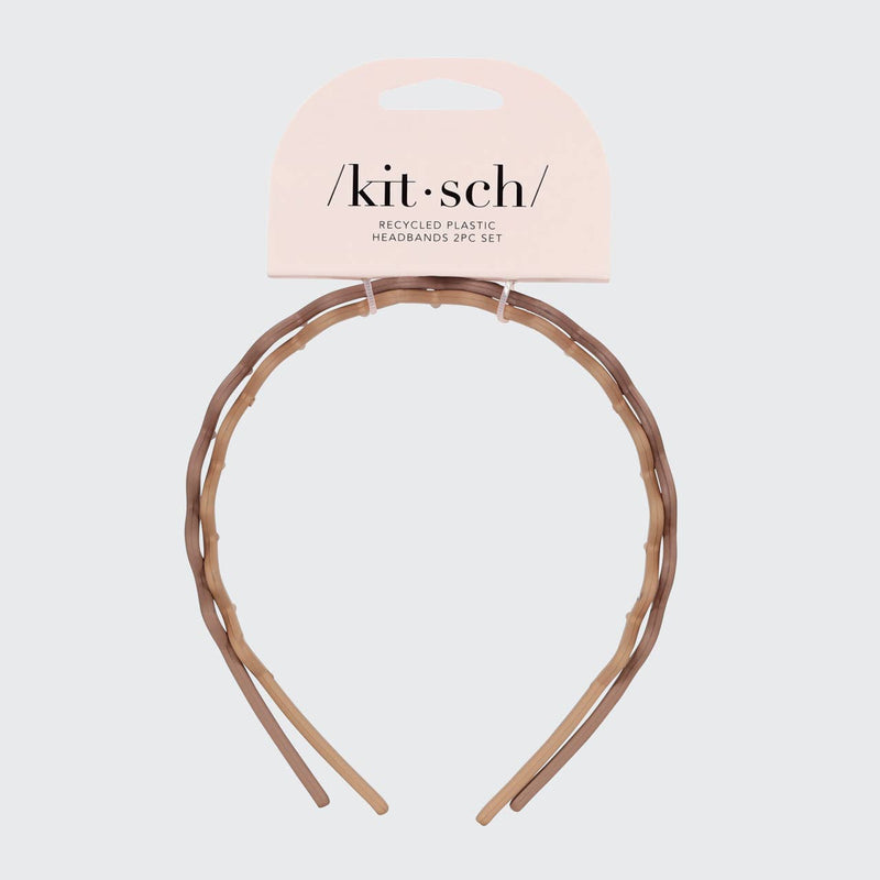 KITSCH - Recycled Plastic Zig Zag Headband 2pc - Neutral