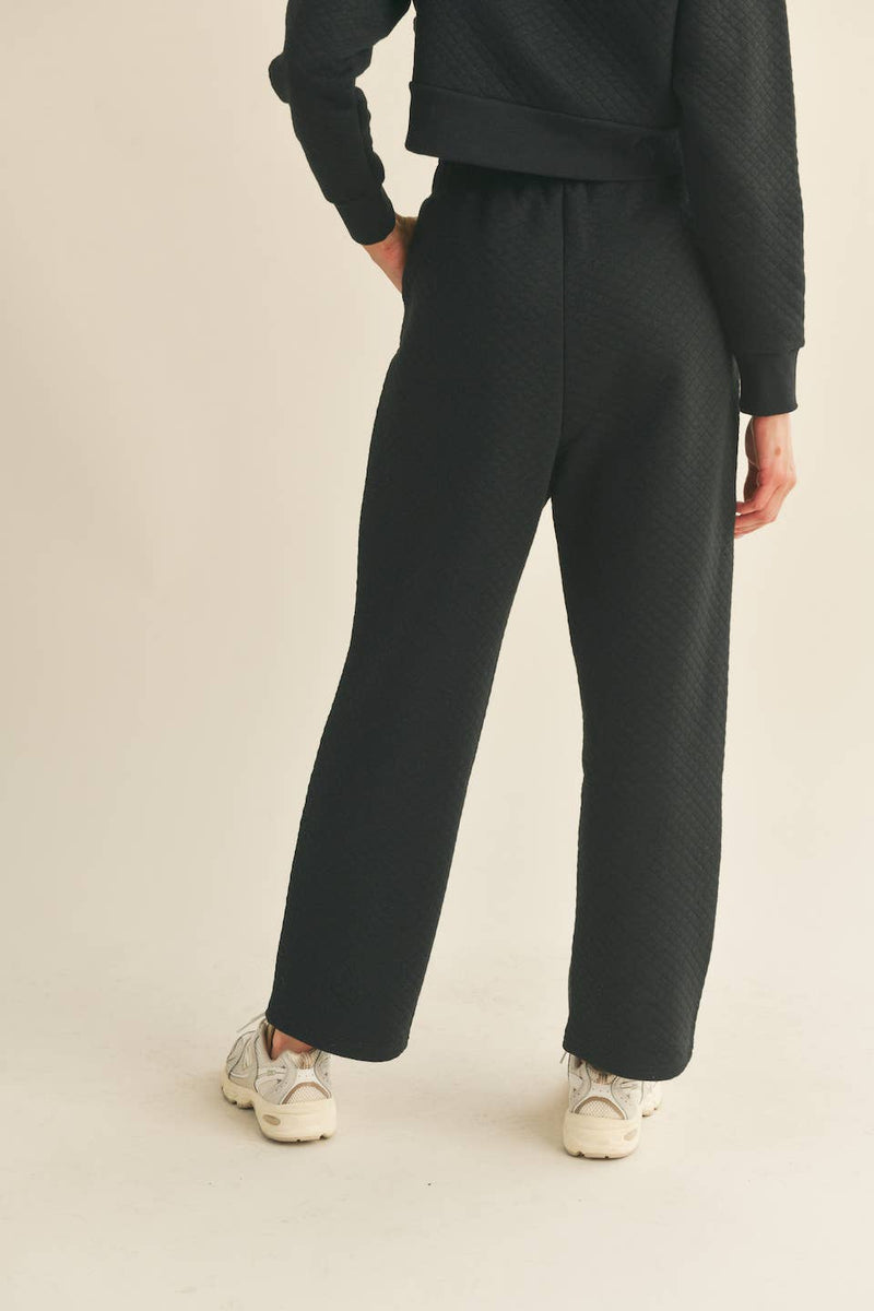 High Waist Quilted Wide Leg Pant