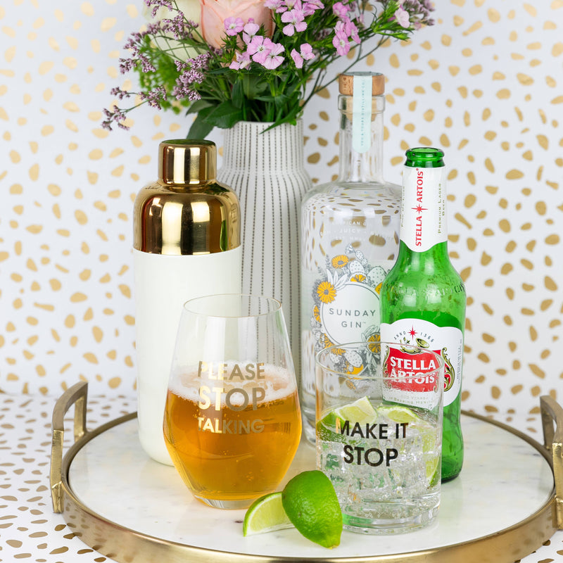 Please Stop Talking - Gold Foil Stemless Wine Glass