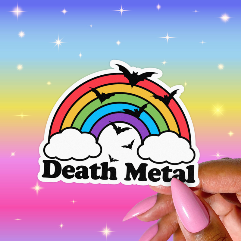 Death Metal Rainbow Sticker, Cute Goth Music Stickers