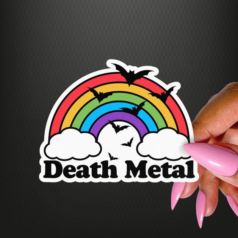 Death Metal Rainbow Sticker, Cute Goth Music Stickers