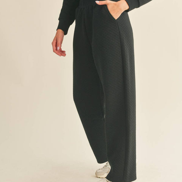 High Waist Quilted Wide Leg Pant