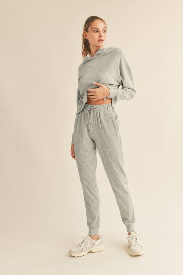 Grey Soft Brushed Rib Sweatpants