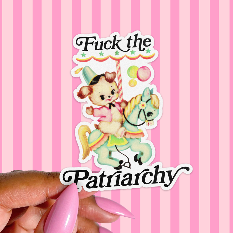 Retro Kitsch Sticker, Fuck the Patriarchy, Funny Feminist