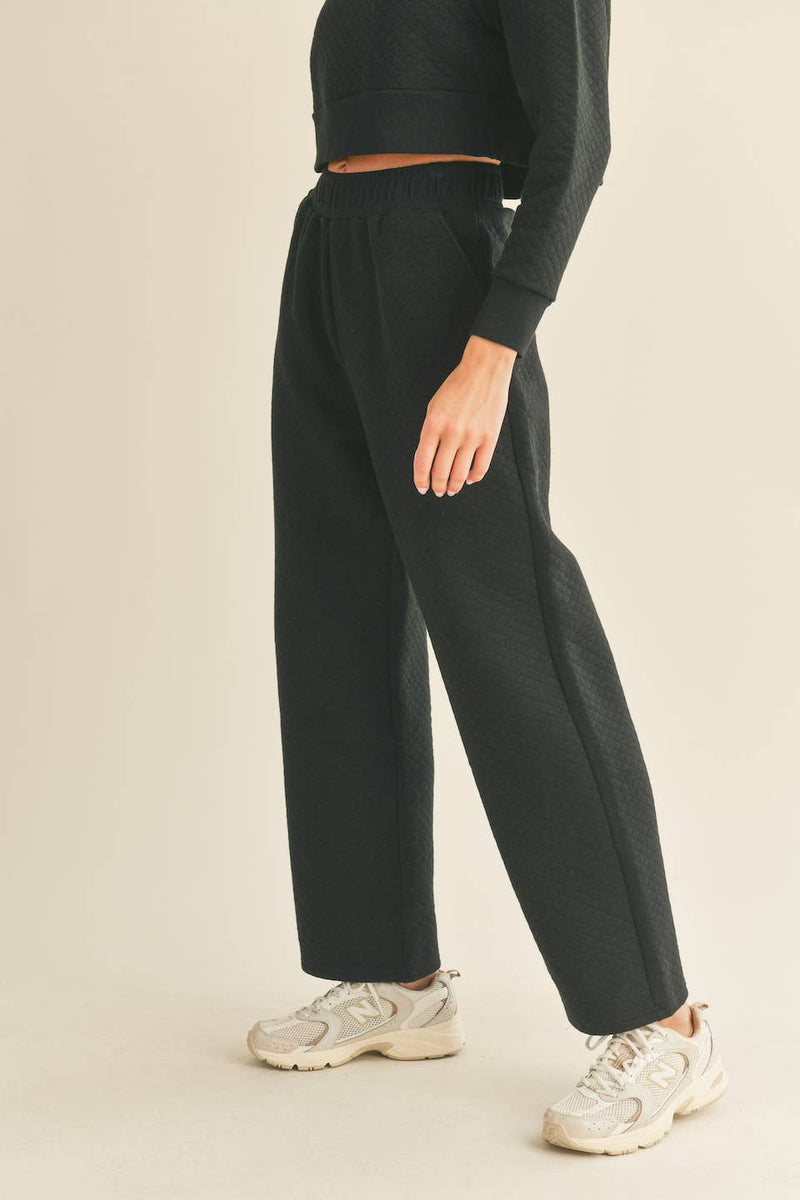 High Waist Quilted Wide Leg Pant