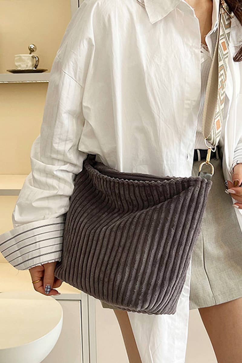 Corduroy Tote Bag With Guitar Shoulder Strap