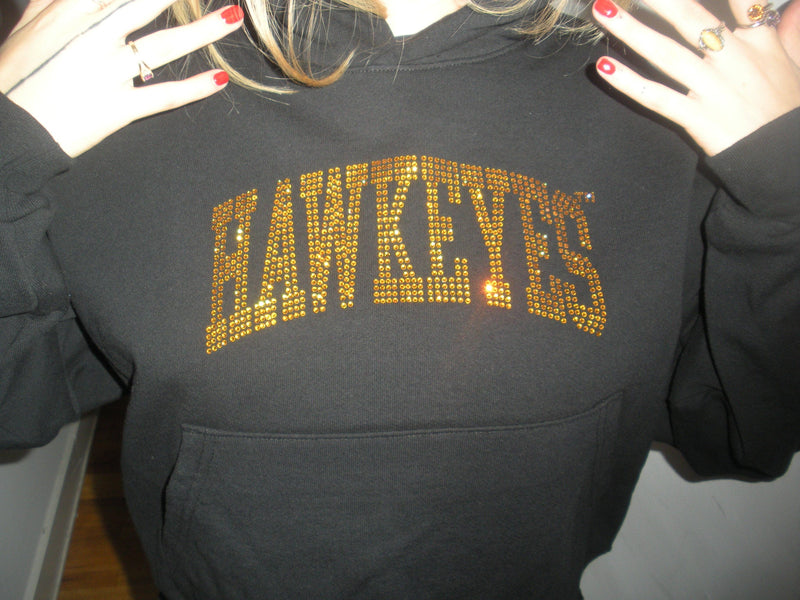 Recess Apparel - Hawkeyes Rhinestone Hoodie