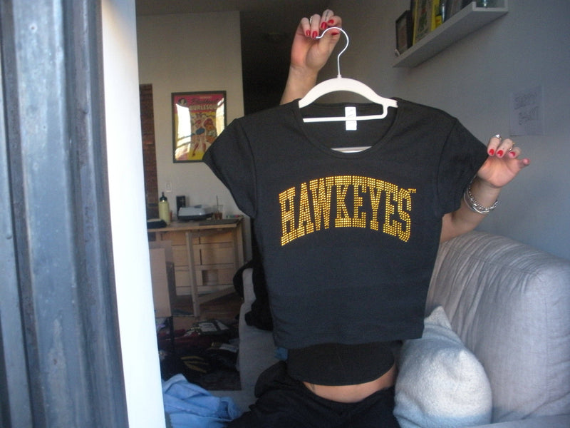 Recess Apparel - Hawkeyes Rhinestone Baby Tee