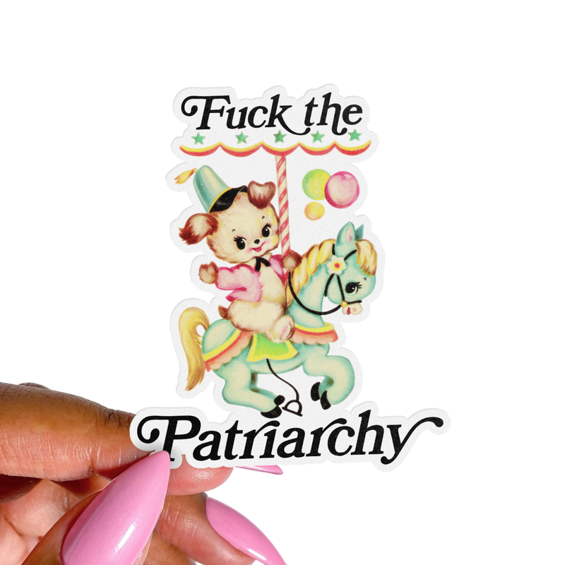 Retro Kitsch Sticker, Fuck the Patriarchy, Funny Feminist