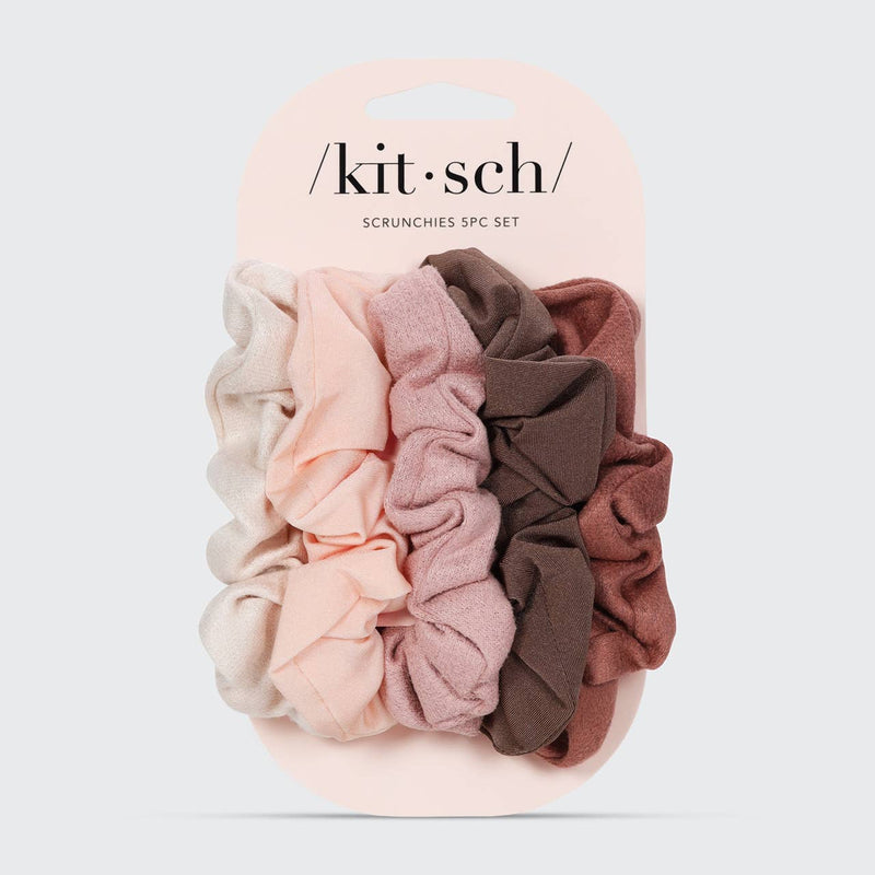 KITSCH - Assorted Textured Scrunchies 5pc Set - Terracotta