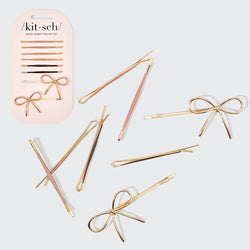 KITSCH - Metal Enamel Cloud & Bow Bobby Pins 8pc Set - Rosewood