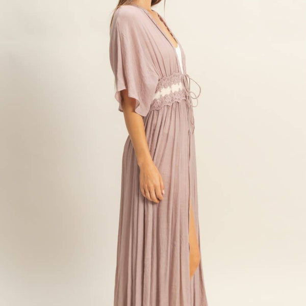 Lace-Tie Longline Duster