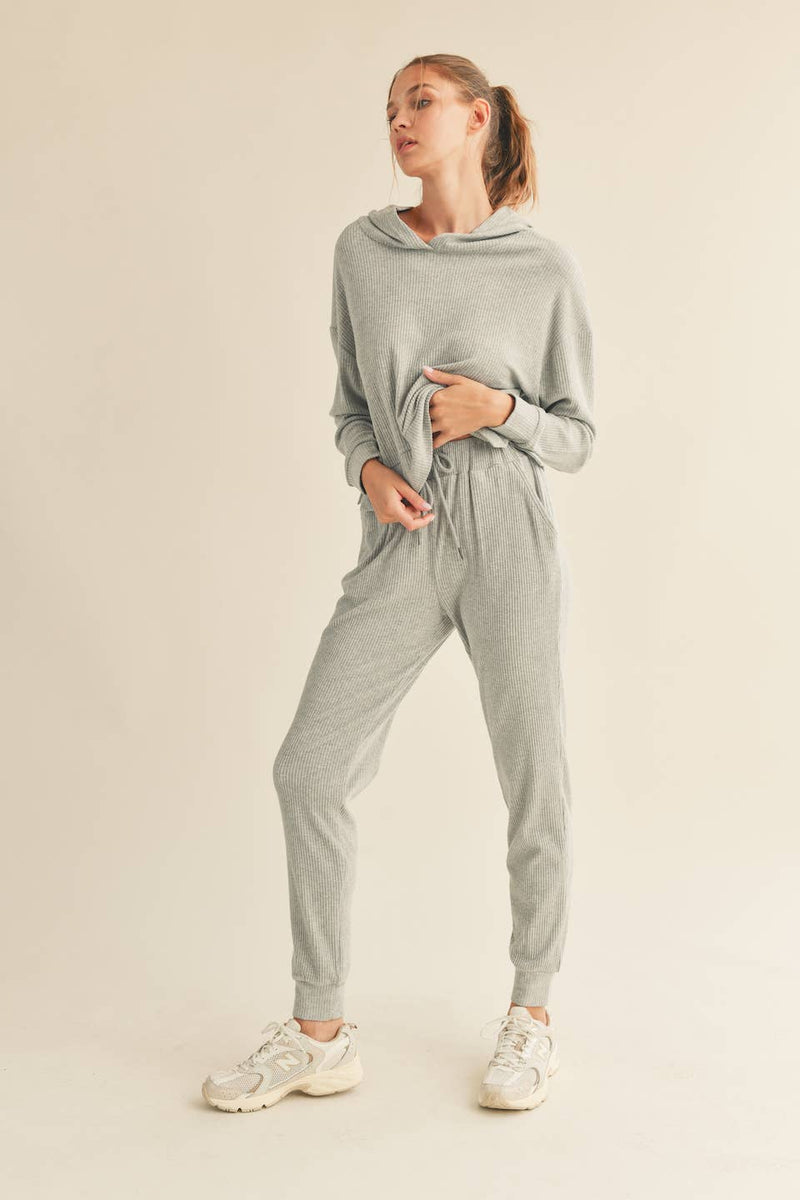 Grey Soft Brushed Rib Sweatpants