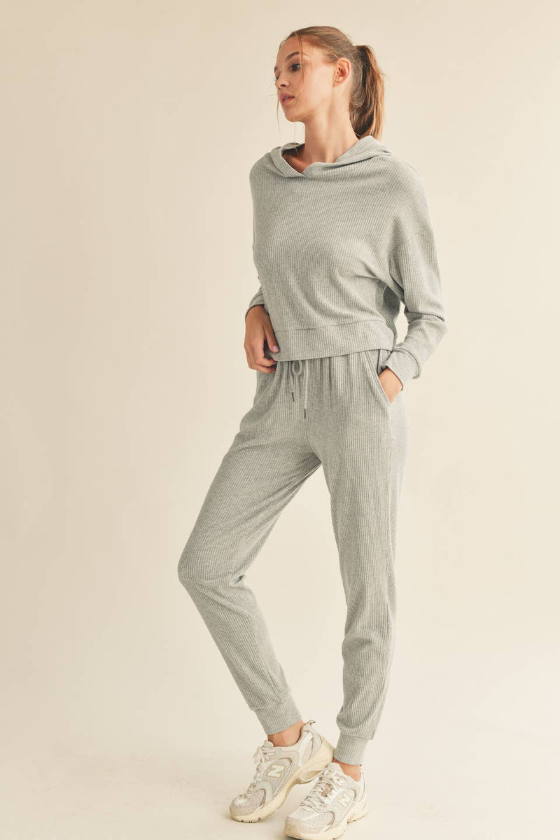 Grey Soft Brushed Rib Sweatpants