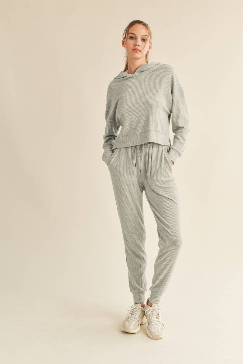 Grey Soft Brushed Rib Sweatpants