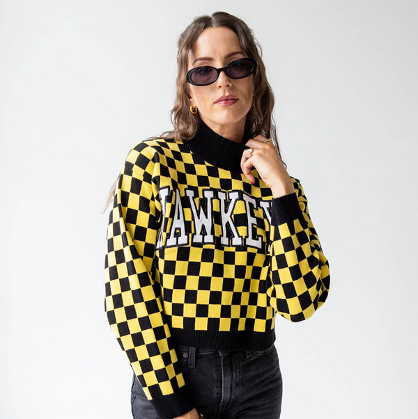 Iowa Checkerboard Cropped Sweater