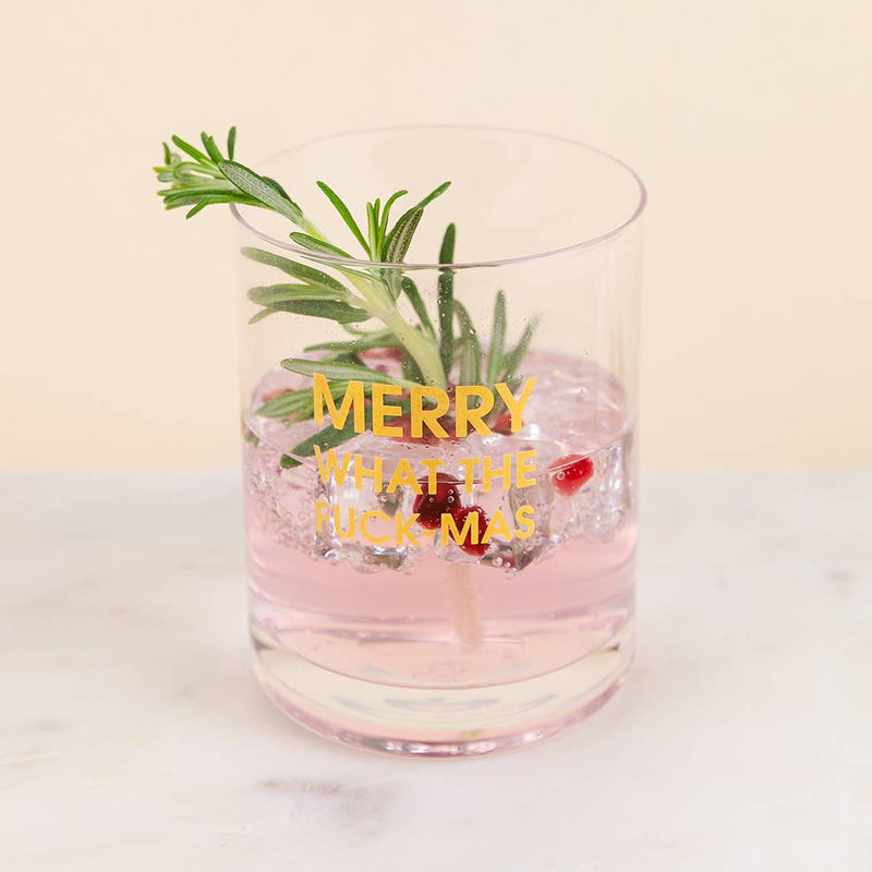 Merry WTFMas- Gold Foil Rocks Glass