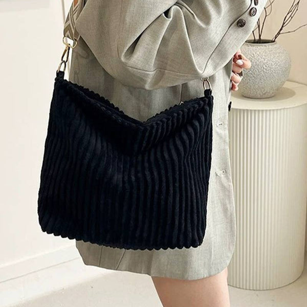 Corduroy Tote Bag With Guitar Shoulder Strap