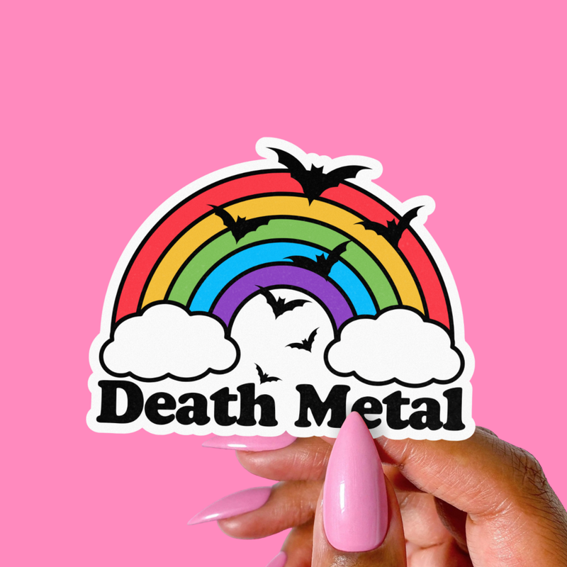 Death Metal Rainbow Sticker, Cute Goth Music Stickers