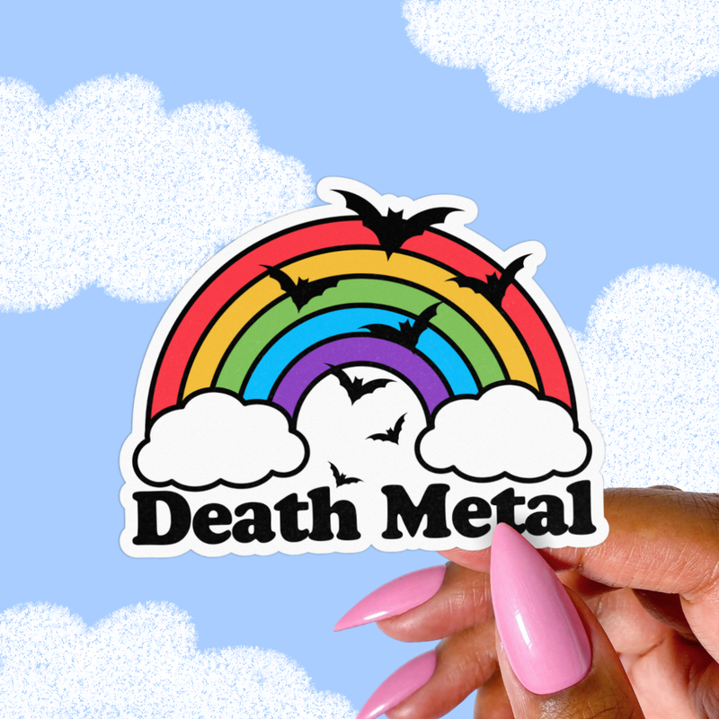 Death Metal Rainbow Sticker, Cute Goth Music Stickers