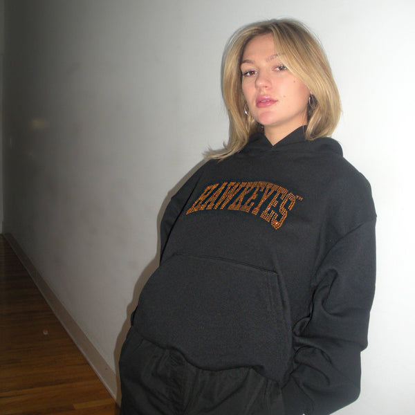 Recess Apparel - Hawkeyes Rhinestone Hoodie