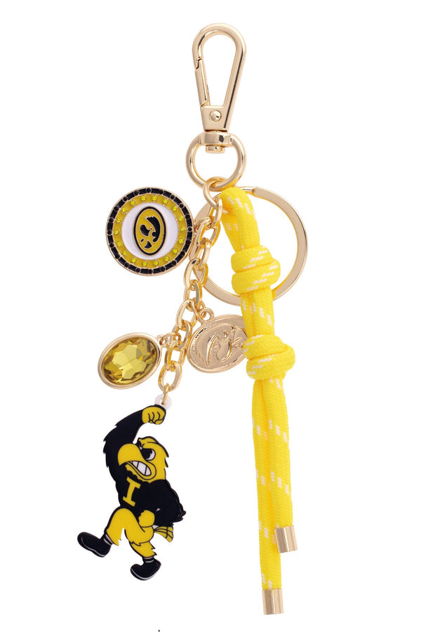 Iowa Hawkeyes Bag Charm in Gold & Shiny Gold