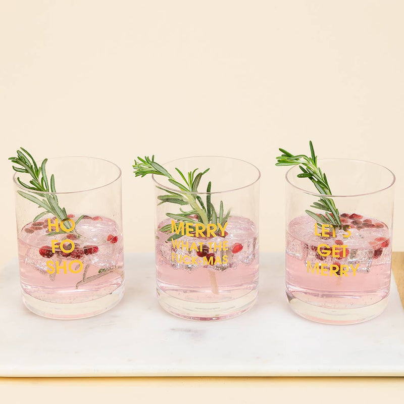Merry WTFMas- Gold Foil Rocks Glass