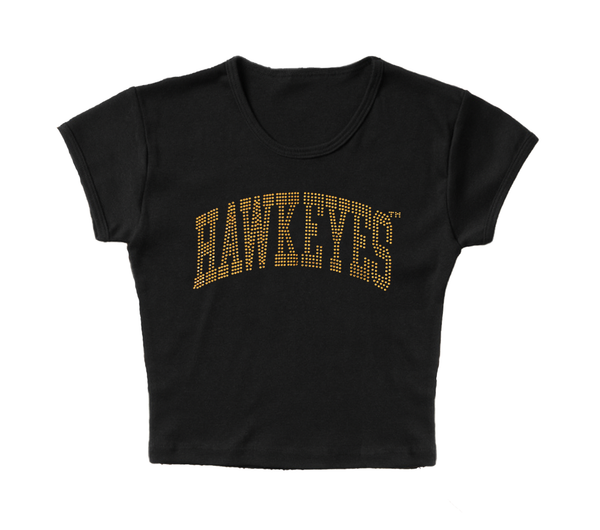 Recess Apparel - Hawkeyes Rhinestone Baby Tee