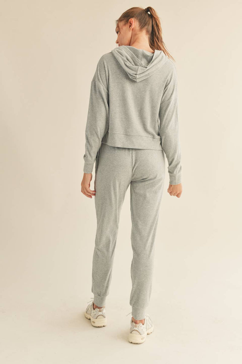 Grey Soft Brushed Rib Sweatpants