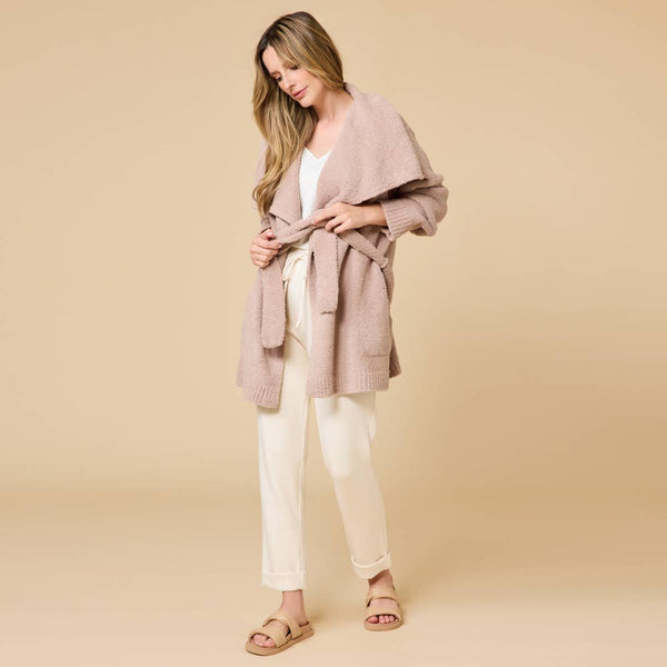Ultra-Marshmallow Wrap Cardigan w/Exaggerated Collar