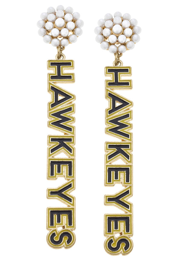 Iowa Hawkeyes Pearl Cluster Outline Enamel Earrings