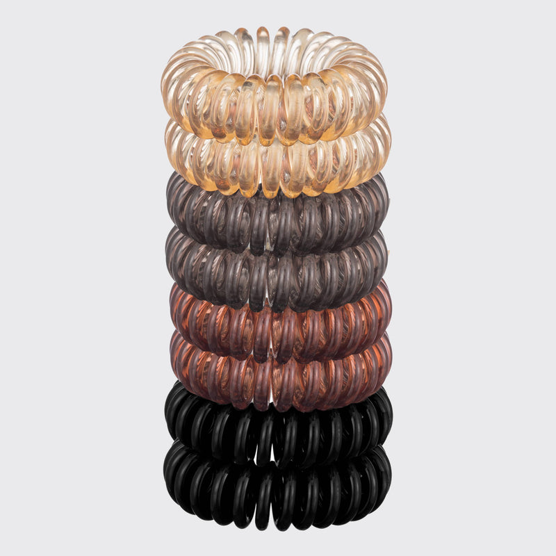 KITSCH - Spiral Hair Ties 8 Pack - Brunette
