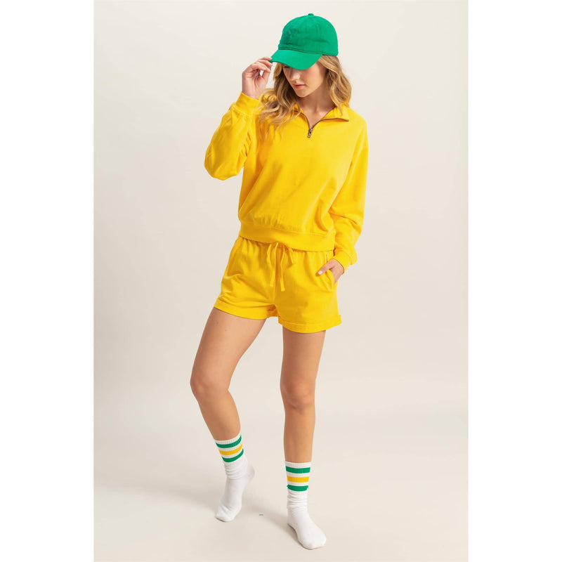 Pigment-Dyed Drawstring Shorts