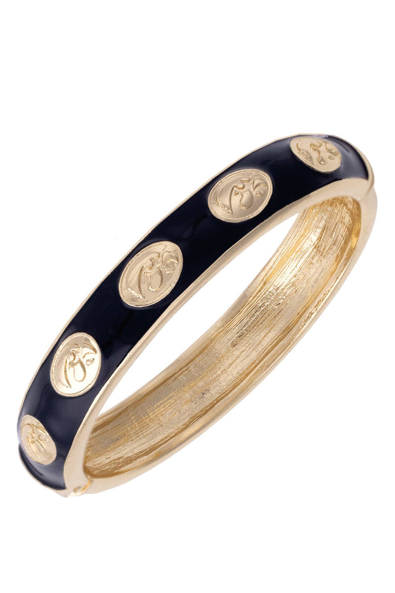 Iowa Hawkeyes Sculpted Enamel Logo Hinge Bangle in Black