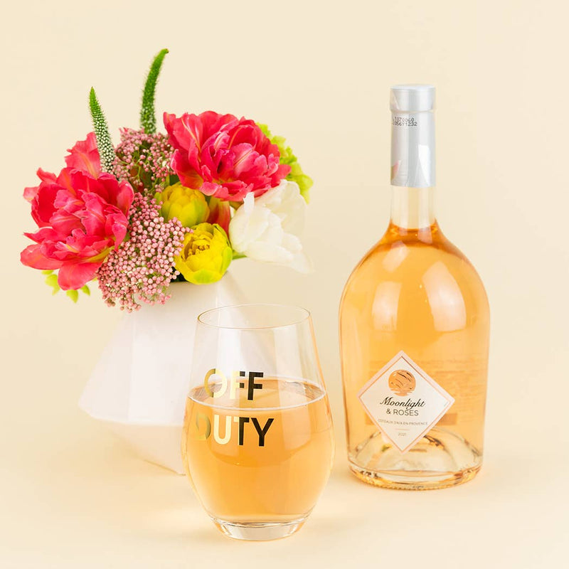 Off Duty - Gold Foil Stemless Wine Glass