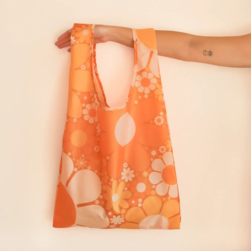 70s Floral Reusable Bag | Marigold