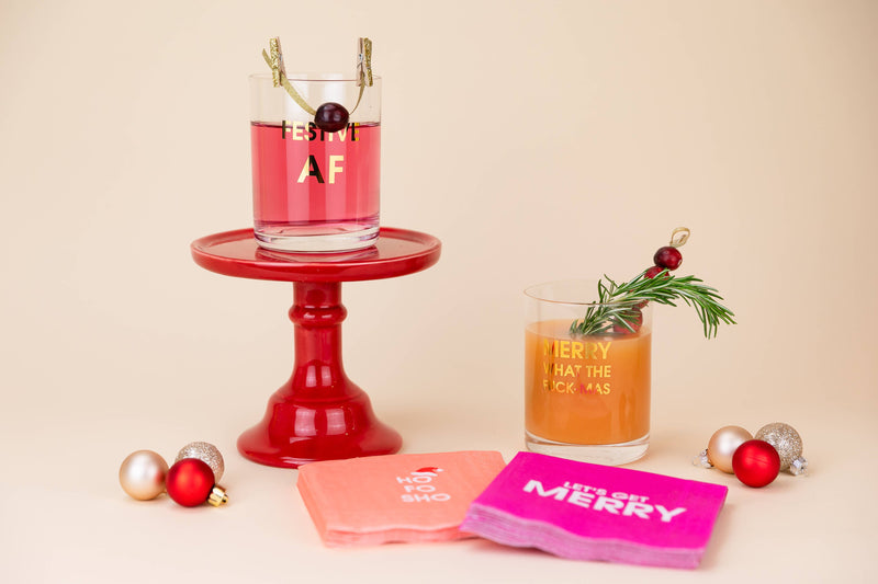 Merry WTFMas- Gold Foil Rocks Glass