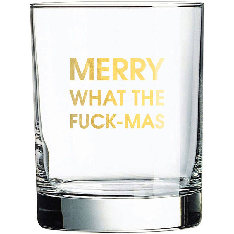 Merry WTFMas- Gold Foil Rocks Glass