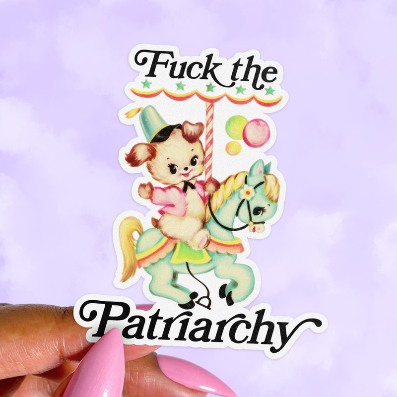 Retro Kitsch Sticker, Fuck the Patriarchy, Funny Feminist