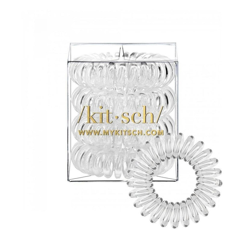 KITSCH - Spiral Hair Ties 4 Pack - Clear