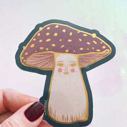Large Lady Mushroom Glossy Metallic Sticker