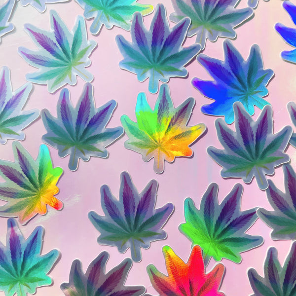 Rainbow Leaf Holographic Sticker